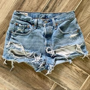 Levi’s 501 Destroyed Denim Shorts